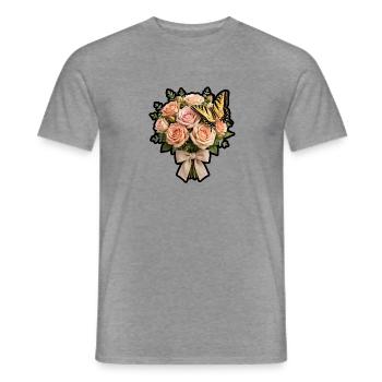 Pfirsichrosen mit Schmetterling - Männer T-Shirt - Graphit meliert - Vorne - AI Model Male 178 light (178cm)