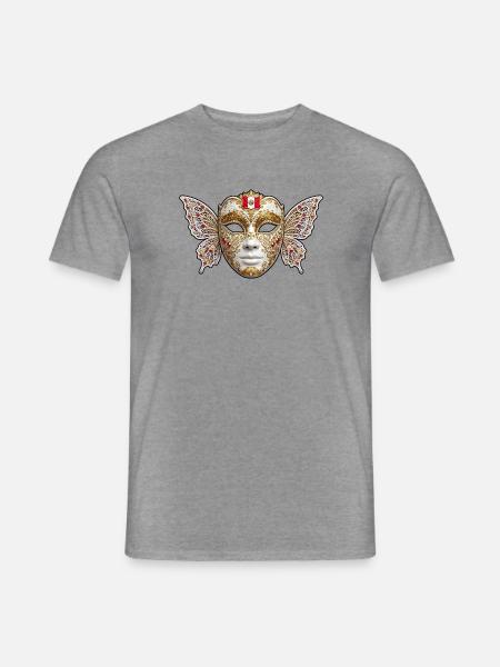 Goldene Flügelmaske mit Peru-Emblem - Männer T-Shirt - Graphit meliert