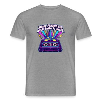 80er Musikfan Mixtape Kassette Nostalgie - Männer T-Shirt - Graphit meliert - Vorne - AI Model Male 178 light (178cm)