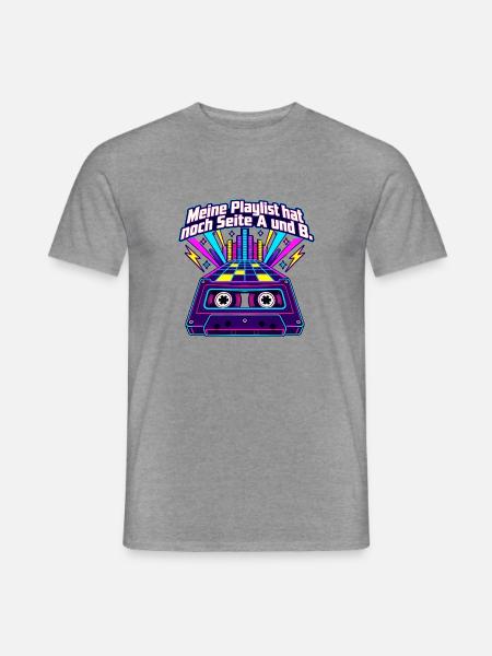 80er Musikfan Mixtape Kassette Nostalgie - Männer T-Shirt - Graphit meliert