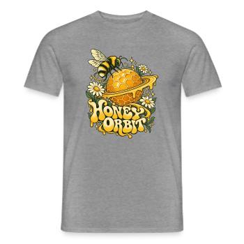 Honigplanet Biene Orbit - Männer T-Shirt - Graphit meliert - Vorne - AI Model Male 178 light (178cm)