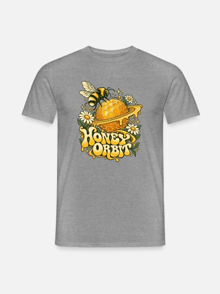 Honigplanet Biene Orbit - Männer T-Shirt - Graphit meliert