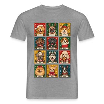 Weihnachtshundeporträts – Festliche Hunderassen - Männer T-Shirt - Graphit meliert - Vorne - AI Model Male 178 light (178cm)