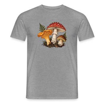 Pilztrio Naturmotiv - Männer T-Shirt - Graphit meliert - Vorne - AI Model Male 178 light (178cm)