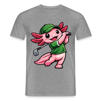 Axolotl beim Golf – Süßer kleiner Golfprofi - Männer T-Shirt - Graphit meliert - Vorne - AI Model Male 178 light (178cm)