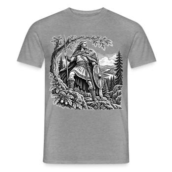 Hermann der Cherusker – Arminius im Eichenwald - Männer T-Shirt - Graphit meliert - Vorne - AI Model Male 178 light (178cm)
