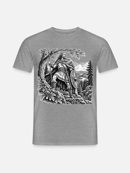 Hermann der Cherusker – Arminius im Eichenwald - Männer T-Shirt - Graphit meliert