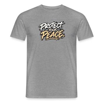 Protect Your Peace – Urban Streetwear - Männer T-Shirt - Graphit meliert - Vorne - AI Model Male 178 light (178cm)
