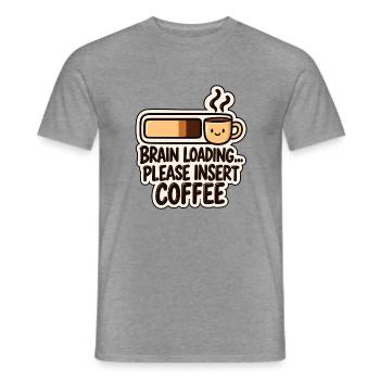 Brain Loading – Lustiger Kaffee Spruch Coffee - Männer T-Shirt - Graphit meliert - Vorne - AI Model Male 178 light (178cm)