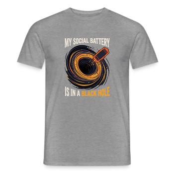 Meine Sociale Batterie Im Schwarzen Loch - Männer T-Shirt - Graphit meliert - Vorne - AI Model Male 178 light (178cm)