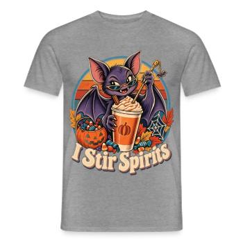 Halloween-Fledermaus-Barkeeper I Stir Spirits - Männer T-Shirt - Graphit meliert - Vorne - AI Model Male 178 light (178cm)