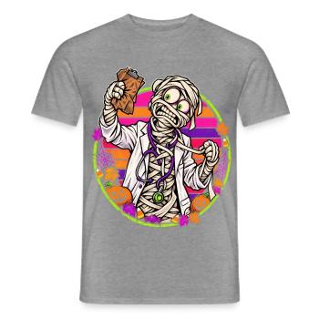 Halloween-Arztmumie vor Retro-Sonne - Männer T-Shirt - Graphit meliert - Vorne - AI Model Male 178 light (178cm)