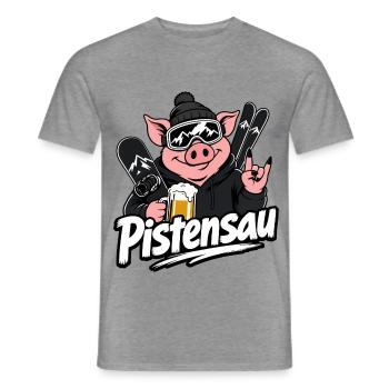 Pistensau Apres Ski Skifahrer Snowboard - Männer T-Shirt - Graphit meliert - Vorne - AI Model Male 178 light (178cm)