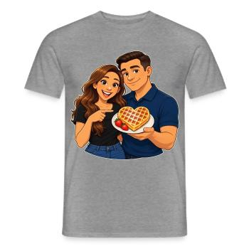 Herzförmiges Waffel-Liebesdate - Männer T-Shirt - Graphit meliert - Vorne - AI Model Male 178 light (178cm)