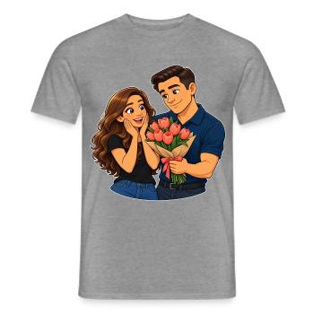 Tullips Überraschungs-Liebesmoment - Männer T-Shirt - Graphit meliert - Vorne - AI Model Male 178 light (178cm)