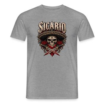 Sicario Totenkopf mit Sombrero - Männer T-Shirt - Graphit meliert - Vorne - AI Model Male 178 light (178cm)