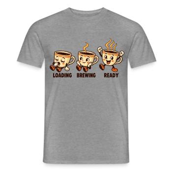 Aufbrühbereite Retro-Kaffeetassen werden geladen - Männer T-Shirt - Graphit meliert - Vorne - AI Model Male 178 light (178cm)