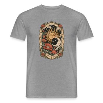 Slower Days – Mystische Sonne & Mond - Männer T-Shirt - Graphit meliert - Vorne - AI Model Male 178 light (178cm)