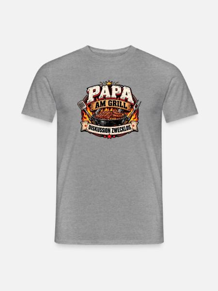 Papa am Grill: Diskussion Zwecklos - Männer T-Shirt - Graphit meliert