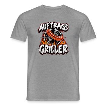 Auftrags Griller: Feuer & Wurst - Männer T-Shirt - Graphit meliert - Vorne - AI Model Male 178 light (178cm)