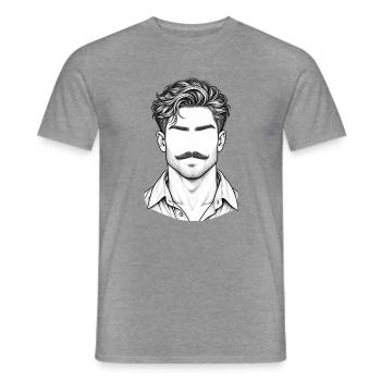Vintage Schnurrbart Porträt Mann - Männer T-Shirt - Graphit meliert - Vorne - AI Model Male 178 light (178cm)