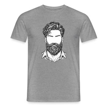 Lineart Bartportrait Schwarzweiß - Männer T-Shirt - Graphit meliert - Vorne - AI Model Male 178 light (178cm)