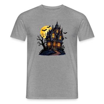Spukhaus unter Vollmond - Männer T-Shirt - Graphit meliert - Vorne - AI Model Male 178 light (178cm)
