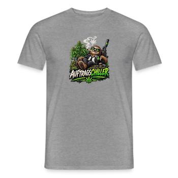 Auftragschiller – Faultier mit Cannabis-Humor - Männer T-Shirt - Graphit meliert - Vorne - AI Model Male 178 light (178cm)