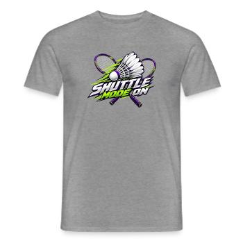 Shuttle-Modus an: Badminton - Männer T-Shirt - Graphit meliert - Vorne - AI Model Male 178 light (178cm)
