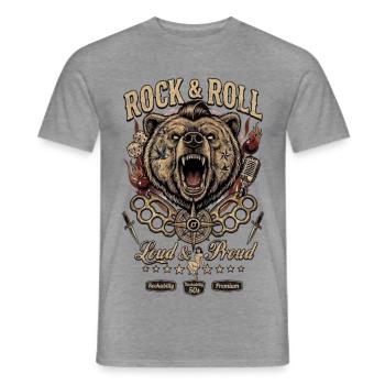 Rock & Roll Bär – Laut & Stolz - Männer T-Shirt - Graphit meliert - Vorne - AI Model Male 178 light (178cm)