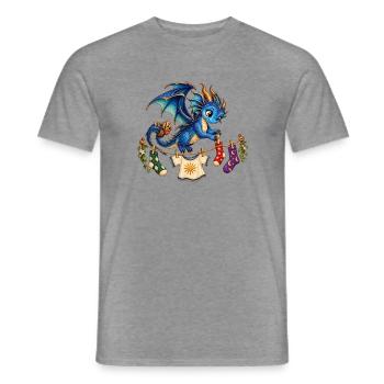 Blauer Drache hängt bunte Wäsche auf - Männer T-Shirt - Graphit meliert - Vorne - AI Model Male 178 light (178cm)