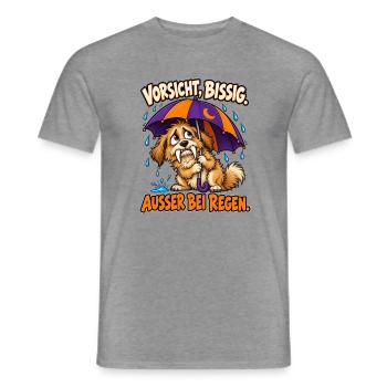 Vorsicht, bissig. Außer bei Regen. – Werwolf-Hund - Männer T-Shirt - Graphit meliert - Vorne - AI Model Male 178 light (178cm)