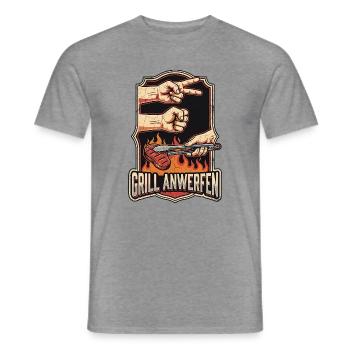 Schere Stein Grillen - Männer T-Shirt - Graphit meliert - Vorne - AI Model Male 178 light (178cm)