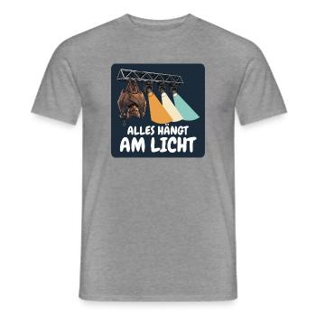 Alles hängt am Licht – Lichttechniker - Männer T-Shirt - Graphit meliert - Vorne - AI Model Male 178 light (178cm)