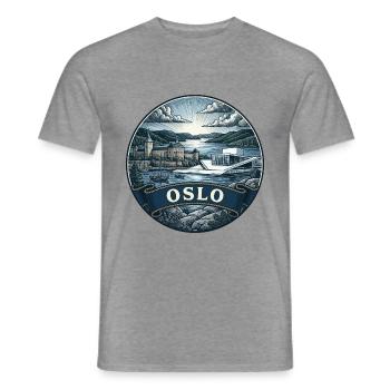 Oslo Norwegen Reiseabzeichen Akershus Fjord Souvenir - Männer T-Shirt - Graphit meliert - Vorne - AI Model Male 178 light (178cm)