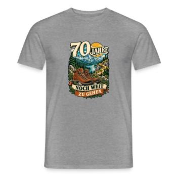 70 Jahre Noch weit zu gehen - Männer T-Shirt - Graphit meliert - Vorne - AI Model Male 178 light (178cm)