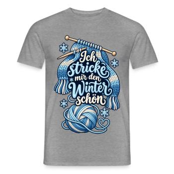  Ich stricke mir den Winter schön - Strick Shirt - Männer T-Shirt - Graphit meliert - Vorne - AI Model Male 178 light (178cm)