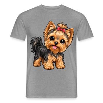 Yorkshire Terrier im Kawaii-Stil - Männer T-Shirt - Graphit meliert - Vorne - AI Model Male 178 light (178cm)