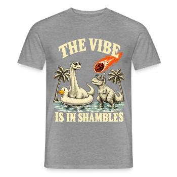 Vintage Dinosaurier Die Stimmung ist im Chaos - Männer T-Shirt - Graphit meliert - Vorne - AI Model Male 178 light (178cm)