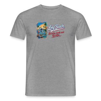 Long Beach Retro Vintage Ship Lighthouse Design - Männer T-Shirt - Graphit meliert - Vorne - AI Model Male 178 light (178cm)