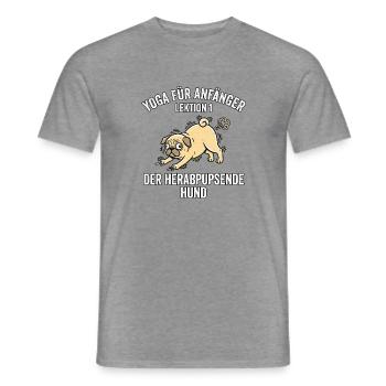 Lustiger Yoga Hund - Männer T-Shirt - Graphit meliert - Vorne - AI Model Male 178 light (178cm)