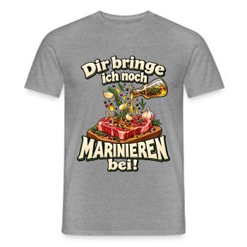 Dir bringe ich noch Marinieren bei! – Grillen - Männer T-Shirt - Graphit meliert - Vorne - AI Model Male 178 light (178cm)