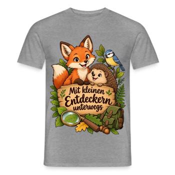 Erzieher Shirt mit Waldtieren & kleine Entdecker - Männer T-Shirt - Graphit meliert - Vorne - AI Model Male 178 light (178cm)
