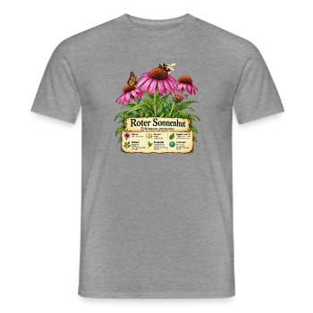 Roter Sonnenhut - Pflanzenmotiv - Geschenk Gärtner - Männer T-Shirt - Graphit meliert - Vorne - AI Model Male 178 light (178cm)