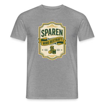 Sparen wird bestraft Satire Etikett Steuer - Männer T-Shirt - Graphit meliert - Vorne - AI Model Male 178 light (178cm)