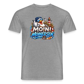 Moini Moinersen Moin Maritim Möwe - Männer T-Shirt - Graphit meliert - Vorne - AI Model Male 178 light (178cm)