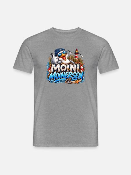 Moini Moinersen Moin Maritim Möwe - Männer T-Shirt - Graphit meliert