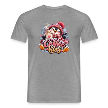 Kaffee Vibes Pinguin Winterdesign - Männer T-Shirt - Graphit meliert - Vorne - AI Model Male 178 light (178cm)