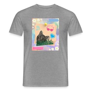Cat_and_notes_-4500_x_5400_px- - Männer T-Shirt - Graphit meliert - Vorne - AI Model Male 178 light (178cm)