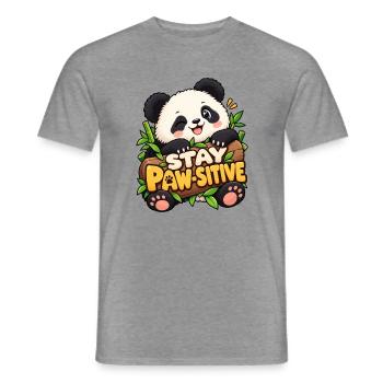 Stay Paw-Sitive Panda - Männer T-Shirt - Graphit meliert - Vorne - AI Model Male 178 light (178cm)